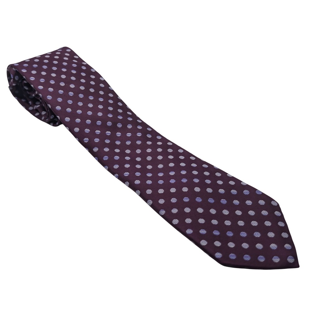 Dion Necktie Mens Purple Polka Dot Heritage Silk Hand Crafted Canada T-42